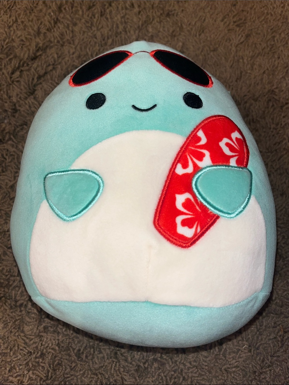 Squishmallows Aqua and White Sea Turtle with Red Surfboard